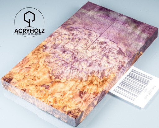 [2831] Eschenahorn Maser stabilisiert | acryholz | 140x40x10 | Griffschalenpaar 2831