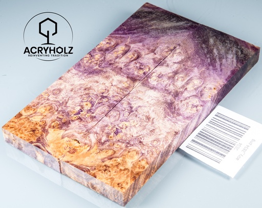 [2834] Eschenahorn Maser stabilisiert | acryholz | 140x40x10 | Griffschalenpaar 2834