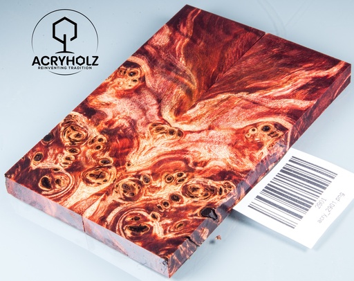 [2901] Pappel Griffschalen stabilisiert | 130x40x10| ACRYHOLZ | Messer | Griffholz 2901