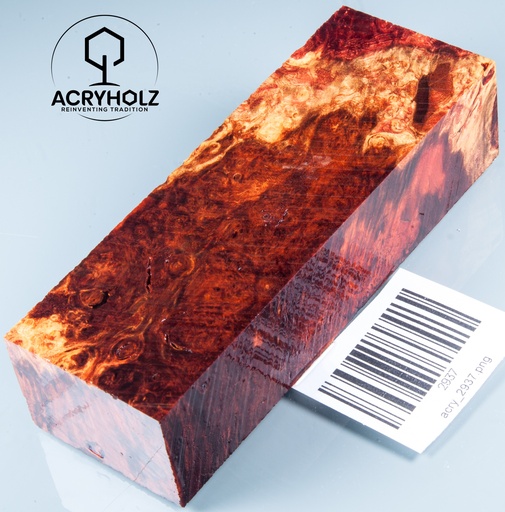 [2937] Eschenahorn Maser Griffblock stabilisiert | 120x40x30 | acryholz | 2937