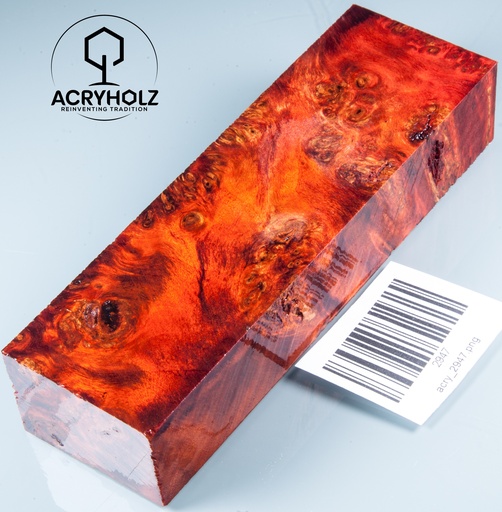 [2947] Pappel Maser stabilisiert Griffblock | 140x40x30| ACRYHOLZ | Messergriff 2947