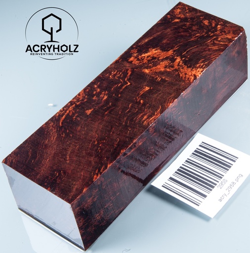 [2958] Stabilized Walnut Burl Handle Block | 130x40x35 | ACRYHOLZ | 2958